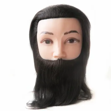HARMONY 6" 8" 12" 100% Male Barber Practice Cutting Mannequin Head Men's Training Head Human Hair Training Head with Beard 6inch