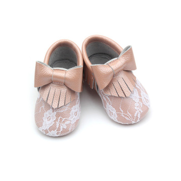 Sapatos de bebê por atacado de mocassins de renda bowknot