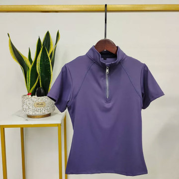 Tops da cavallo a maniche corte viola personalizzate