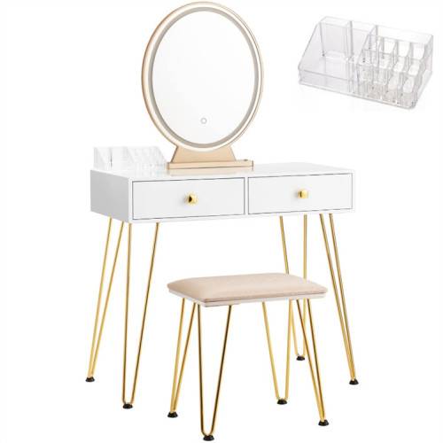 LED Light Mirrored Dressing Table Vanity Set