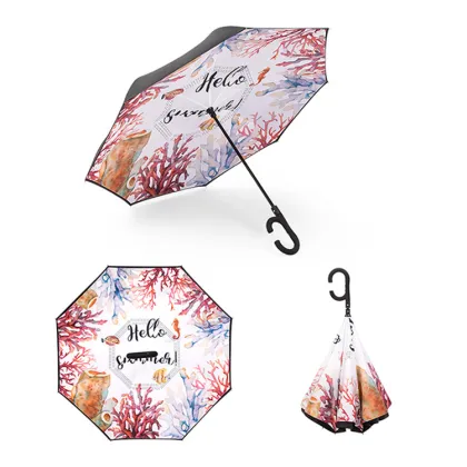 Custom Print Brand Logo UV Reverse Umbrella