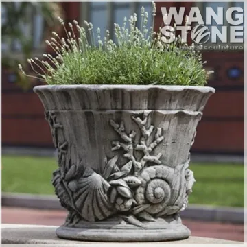 Hand Carved Stone Flower Pot