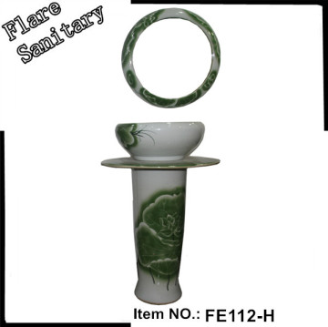 garden design hotel sink ceramic round pedestal basin