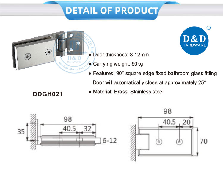 small glass door hinges
