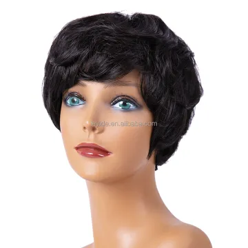 AliLeader Short Natural Synthetic Hair Wigs Synthetic Short Black Pixie Cut Wig Heat Resistant Fiber Hair for Black Women