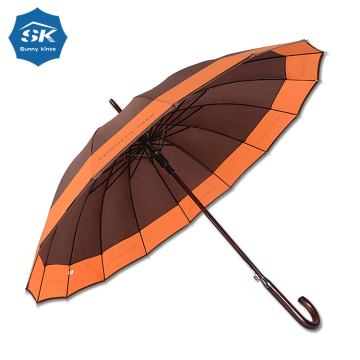 Luxury Designer Wooden Handle Automatic Open Umbrella with 16 Ribs, Standard Size, 23 Inch, Korean Popular Trend