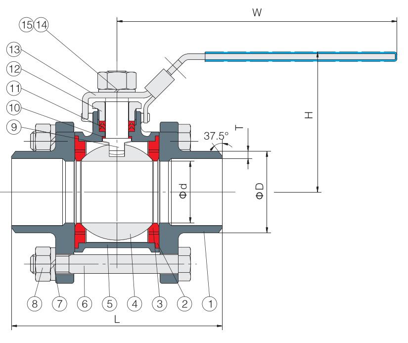 3pc ball valve butt welded 304