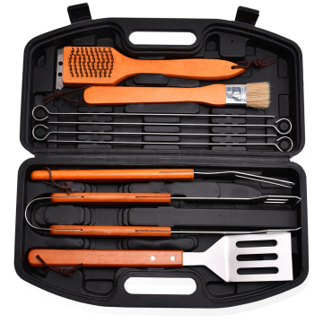 9 -st roestvrij staal BBQ -grill set met plastic behuizing