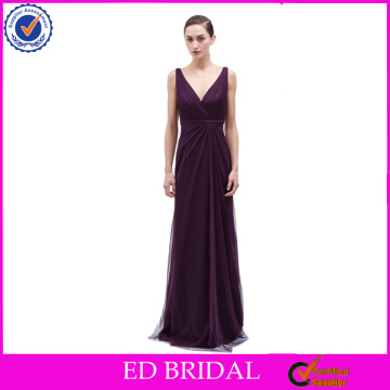 NC212 Sexy V Neck Long Style Cheap Price Eggplant Bridesmaid Dresses