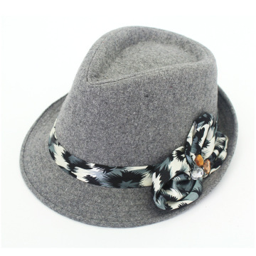Customizable European-Style Flannel Men's Hat with Flower - British Wind Bowler Hat