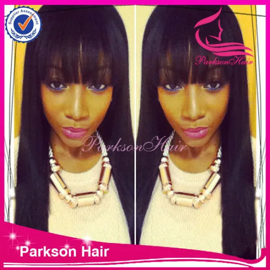 Popular style brazilian human hair straight for black women top quality 8-26 inch fringe lace front wig