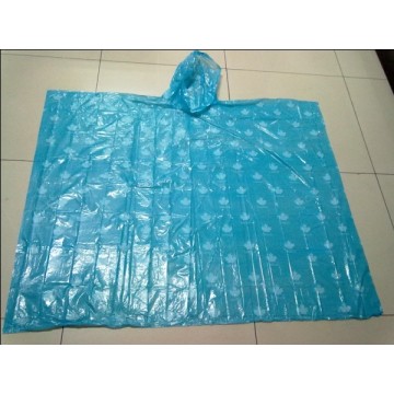 All over printing blue PE poncho