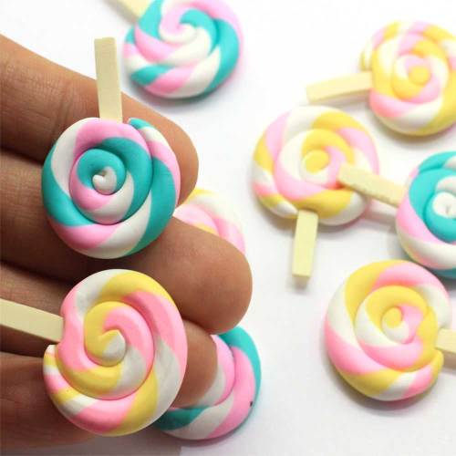 Hot sale Simulation Candy Stick Shaped Polymer Clay Handmade Craft Decoration Mini Slice Girls Bedroom Ornaments