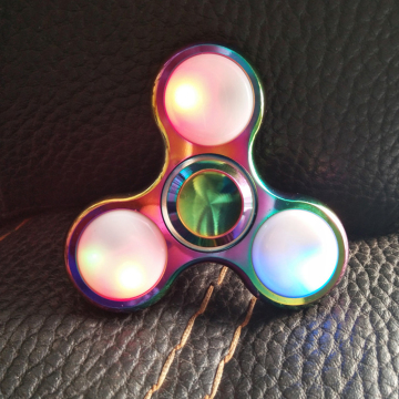 New Relieve Stress EDC Fidget hand spinner toys with LED flash light Metal Fingertip Gyro