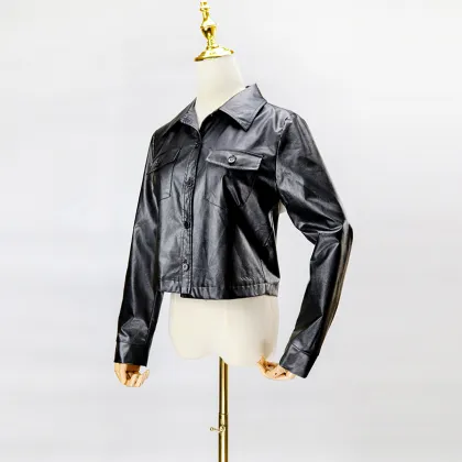 faux leather blazer