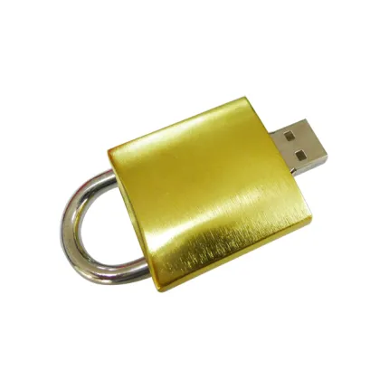 Metal Golden 16gb Lock Usb Flash Drive