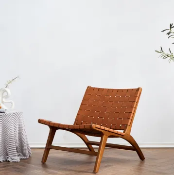 Nordic Living Room chair Saddle Leather leisure Chairs