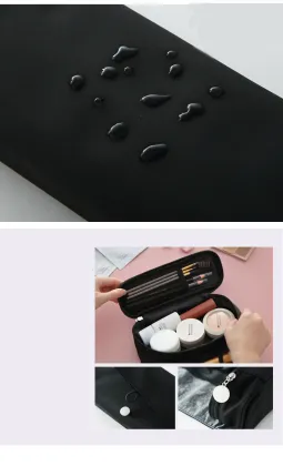 Black Cosmetic Beauty Bag Men Roll Up Makeup