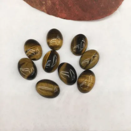 New Egg Shaped Tiger Eye Stone Ring Face