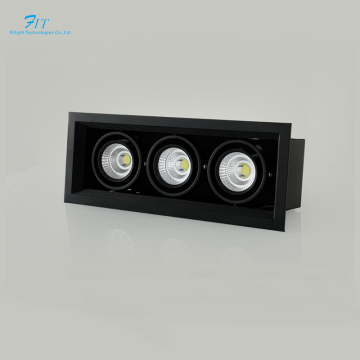 LED Grille Light 3 Head Adjustable Square Housing for Living Room
