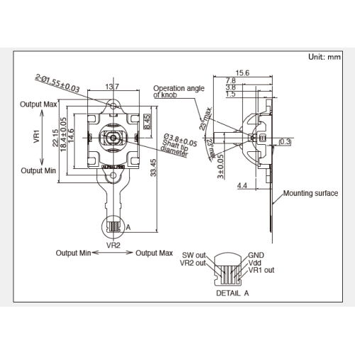 Joystick-controller uit de RKJX2-serie