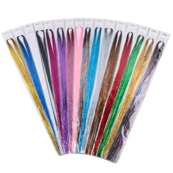 Xuchang Harmony wholesale 120cm 16 colors bright synthetic hair braiding extensions heat resistant hair tinsel glitter