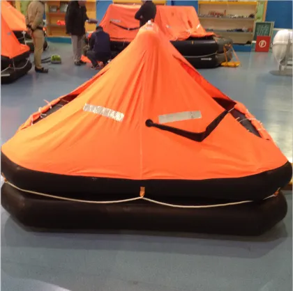Davit launched inflatable life raft