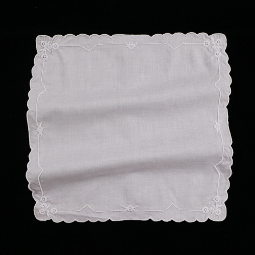 Cadeau de mariage Broderie mouchoir en dentelle de coton blanc