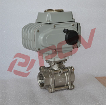 Electric 3 pc stainless steel thread full port ball valve dn32