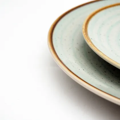 Personalized tableware home life metal frame with sesame dot color glaze tableware set