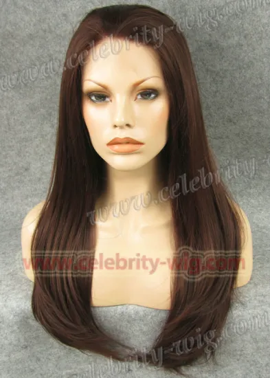 Reddish Brown mixed Long Straight Aishwayra Rai Synthetic Lace Front Wig
