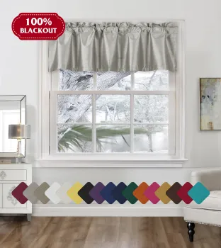 52 x 18 Inch Faux Silk Room Darkening Curtain Valance - Short Straight Window Topper for Living Room