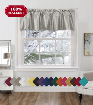 52 x 18 Inch Faux Silk Room Darkening Curtain Valance - Short Straight Window Topper for Living Room