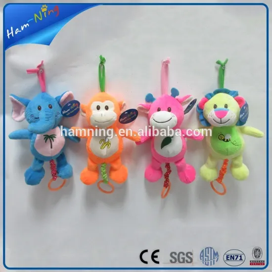 23cm new product soft animal plush pull string music box toy