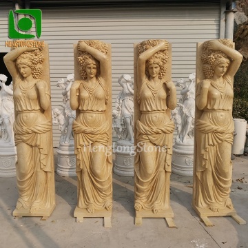 Hot Sale Egypt Beige Marble Stone Columns for Building Design
