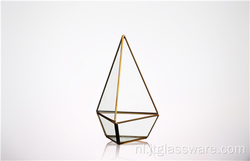 Helder geometrisch glazen terrarium lantaarn tafelblad