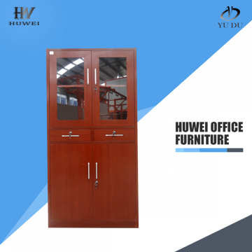 Wooden finish office cabinet steel cupboards