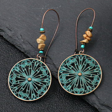 Antique Bronze Boho Flower Butterfly Ciondolo e orecchini per donne e ragazze