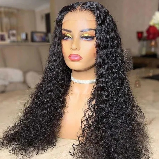 Lace Human Hair Wigs Curly 130% Density Natural Black Hair Virgin Hair