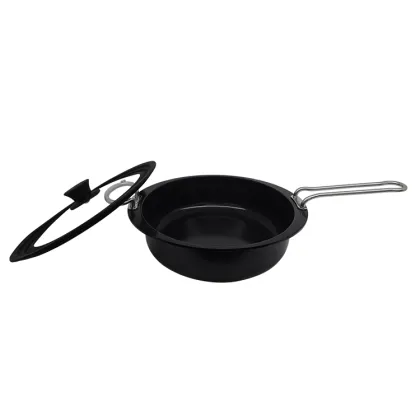 Black Metal Shallow Casserole with Lid