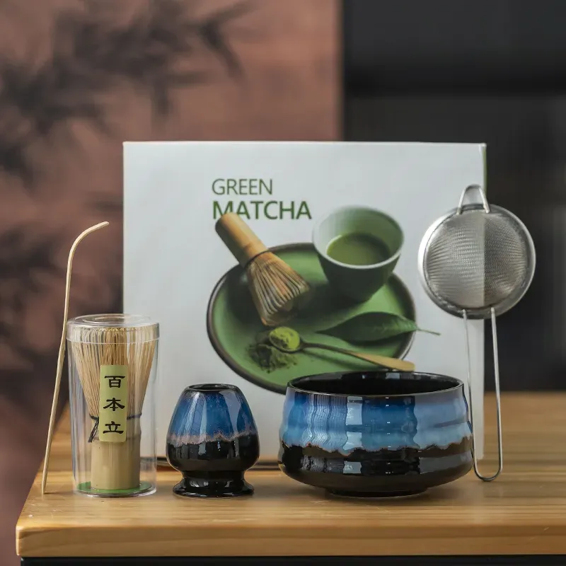 Custom Logo Ceramic Matcha Tea Set with Gift Box