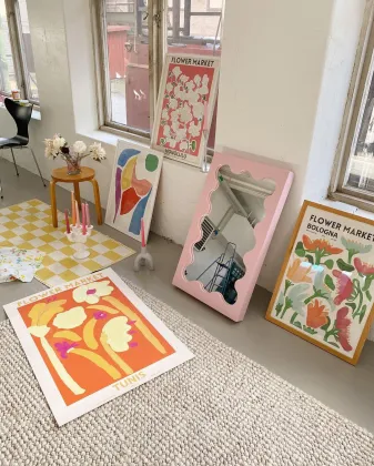 Full Length Art Decor Wavy Wood Framed Mirror