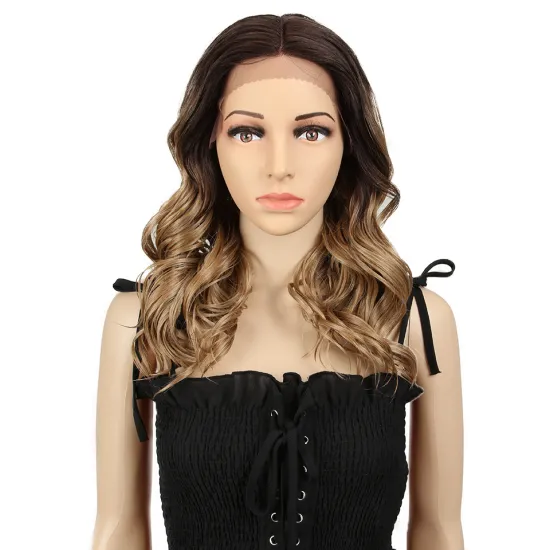 Rebecca fashion competitive 18 inches Blonde Middle Part Wig Wavy Lace Front Wig with Baby Hair Synthetic wigs For Adult Women