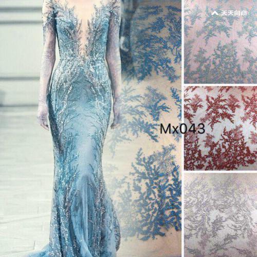 Sequin χάντρες κέντημα Lace Fabric