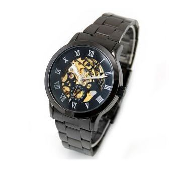 Boust New Titanium Stainless Steel Black Automatic Skeleton Mechanical Mens Watch Bst-Aauk