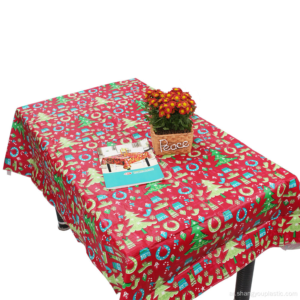 حفلة عيد الميلاد الزخرفية غطاء طاولة بلاستيكية