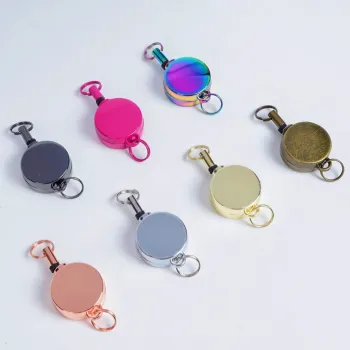 Zinc Alloy Retractable Badge Pull Reel - 21mm Yoyo Id Name Tag Keychain