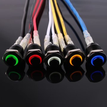 Langir 16mm Momentary Push -knopschakelaar - IP66 Aluminium vergulde zwarte shell