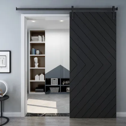Factory Wholesale Solid Wood Sliding Barn Door with Hardware - Bedroom Wooden Door Interior