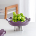 Purple Ceramic Dessert Stand Set Frutero Luxury Fruit Display Stand Nordic Porcelain Fruit Bowl